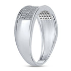 10K White Gold Round Diamond Men's Micropave Wedding Anniversary Band Ring 1/3 Cttw - Splendid Jewellery