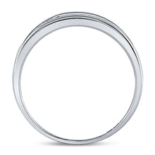 Load image into Gallery viewer, 10K White Gold Round Diamond Men's Micropave Wedding Anniversary Band Ring 1/3 Cttw - Splendid Jewellery