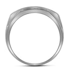 10K White Gold Round Diamond Mens Pave - Set Rectangle Cluster Ring 1/3 Cttw - Splendid Jewellery