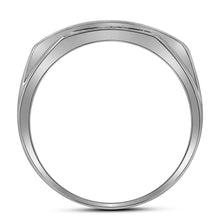 Load image into Gallery viewer, 10K White Gold Round Diamond Mens Pave - Set Rectangle Cluster Ring 1/3 Cttw - Splendid Jewellery