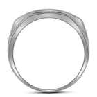 10K White Gold Round Diamond Mens Pave - Set Rectangle Cluster Ring 1/3 Cttw - Splendid Jewellery