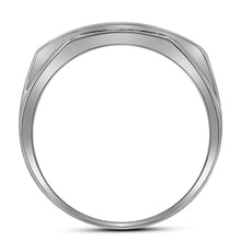 Load image into Gallery viewer, 10K White Gold Round Diamond Mens Pave - Set Rectangle Cluster Ring 1/3 Cttw - Splendid Jewellery