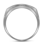 10K White Gold Round Diamond Mens Pave - Set Rectangle Cluster Ring 1/3 Cttw - Splendid Jewellery