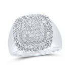 10K White Gold Round Diamond Mens Ring 1 1/5 Cttw - Splendid Jewellery