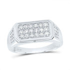 10K White Gold Round Diamond Mens Ring 1 Cttw - Splendid Jewellery