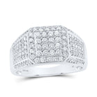 10K White Gold Round Diamond Mens Ring 1 Cttw - Splendid Jewellery