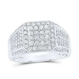 10K White Gold Round Diamond Mens Ring 1 Cttw - Splendid Jewellery