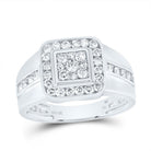 10K White Gold Round Diamond Mens Ring 1 Cttw - Splendid Jewellery