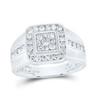 10K White Gold Round Diamond Mens Ring 1 Cttw - Splendid Jewellery