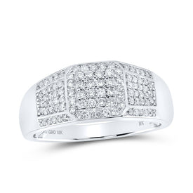 10K White Gold Round Diamond Mens Ring 1/2 Cttw - Splendid Jewellery