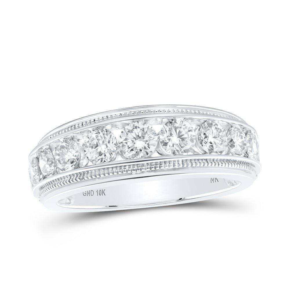 10K White Gold Round Diamond Mens Ring 2 Cttw - Splendid Jewellery