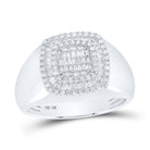 10K White Gold Round Diamond Mens Ring 3/4 Cttw - Splendid Jewellery