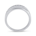 10K White Gold Round Diamond Men's Single Row Milgrain Wedding Band Ring 1/4 Cttw - Splendid Jewellery
