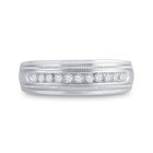 10K White Gold Round Diamond Men's Single Row Milgrain Wedding Band Ring 1/4 Cttw - Splendid Jewellery