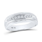10K White Gold Round Diamond Men's Single Row Milgrain Wedding Band Ring 1/4 Cttw - Splendid Jewellery
