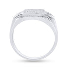 10K White Gold Round Diamond Mens Square Cluster Ring 1/3 Cttw - Splendid Jewellery