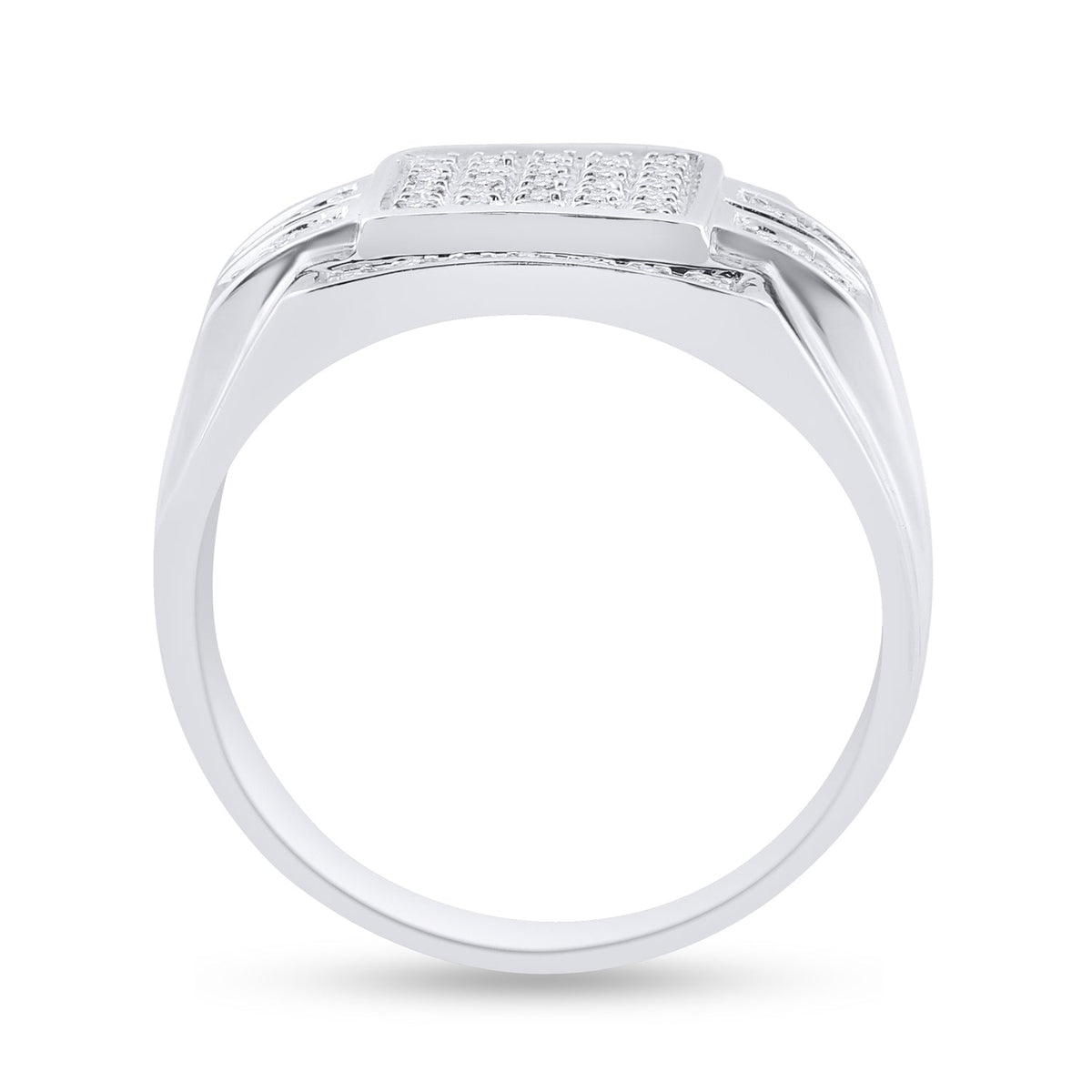10K White Gold Round Diamond Mens Square Cluster Ring 1/3 Cttw - Splendid Jewellery