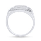 10K White Gold Round Diamond Mens Square Cluster Ring 1/3 Cttw - Splendid Jewellery