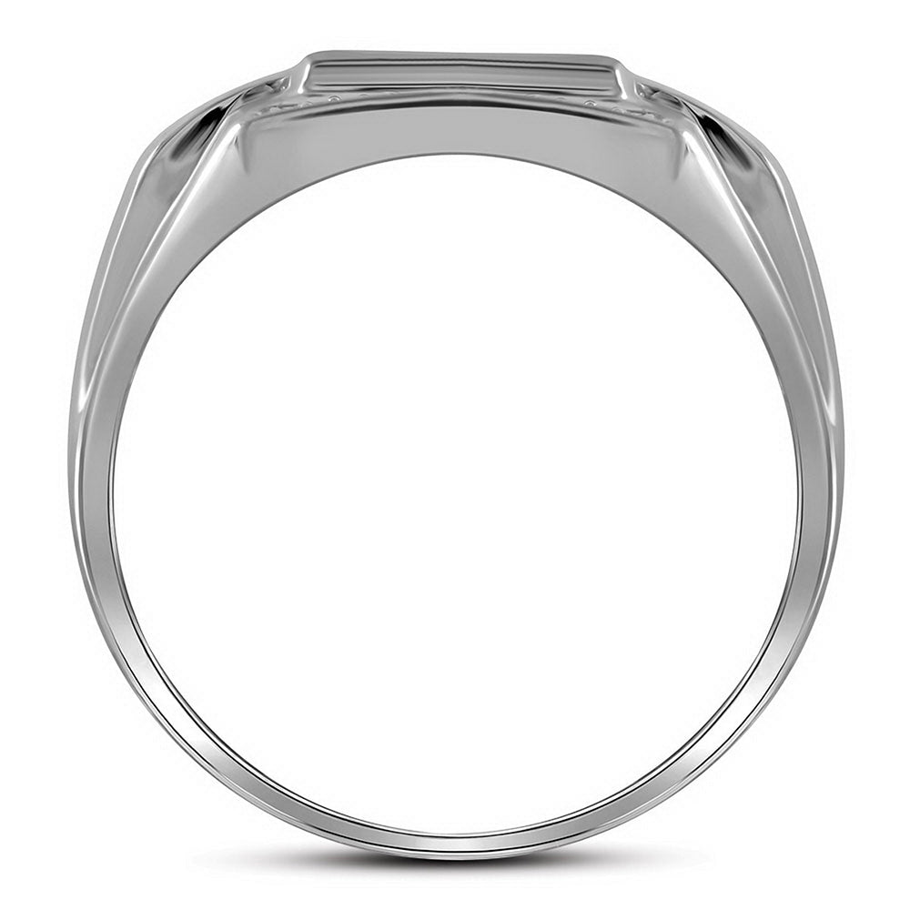 10K White Gold Round Diamond Mens Square Cluster Ring 1/3 Cttw - Splendid Jewellery