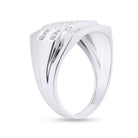 10K White Gold Round Diamond Mens Square Cluster Ring 1/3 Cttw - Splendid Jewellery