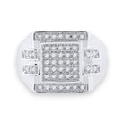 10K White Gold Round Diamond Mens Square Cluster Ring 1/3 Cttw - Splendid Jewellery