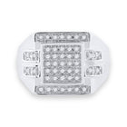 10K White Gold Round Diamond Mens Square Cluster Ring 1/3 Cttw - Splendid Jewellery