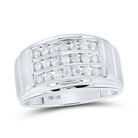 10K White Gold Round Diamond Mens Triple Row Band Ring 1/2 Cttw - Splendid Jewellery