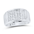 10K White Gold Round Diamond Mens Triple Row Band Ring 1/2 Cttw - Splendid Jewellery