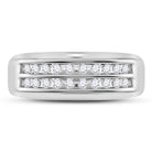 10K White Gold Round Diamond Men's Wedding 2 Row Band Ring 1/4 Cttw - Splendid Jewellery