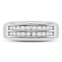 Load image into Gallery viewer, 10K White Gold Round Diamond Men's Wedding 2 Row Band Ring 1/4 Cttw - Splendid Jewellery