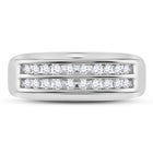 10K White Gold Round Diamond Men's Wedding 2 Row Band Ring 1/4 Cttw - Splendid Jewellery