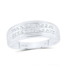 10K White Gold Round Diamond Men's Wedding 2 Row Band Ring 1/4 Cttw - Splendid Jewellery
