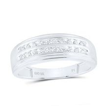 Load image into Gallery viewer, 10K White Gold Round Diamond Men's Wedding 2 Row Band Ring 1/4 Cttw - Splendid Jewellery