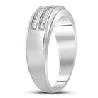 10K White Gold Round Diamond Men's Wedding 2 Row Band Ring 1/4 Cttw - Splendid Jewellery