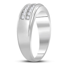 Load image into Gallery viewer, 10K White Gold Round Diamond Men's Wedding 2 Row Band Ring 1/4 Cttw - Splendid Jewellery