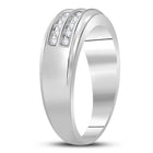 10K White Gold Round Diamond Men's Wedding 2 Row Band Ring 1/4 Cttw - Splendid Jewellery