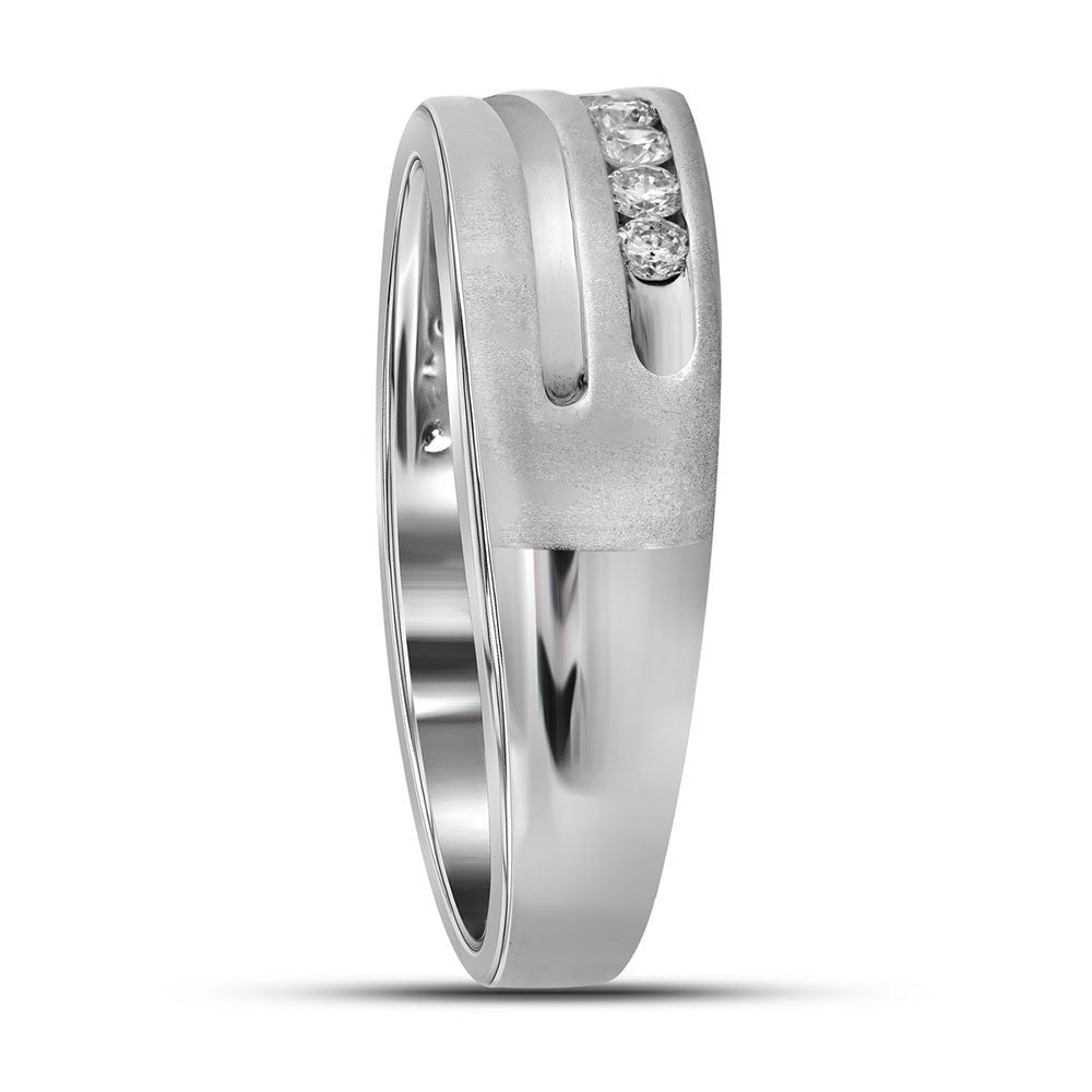 10K White Gold Round Diamond Men's Wedding Band Ring 1 Cttw - Splendid Jewellery