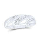 10K White Gold Round Diamond Men's Wedding Band Ring 1/10 Cttw - Splendid Jewellery