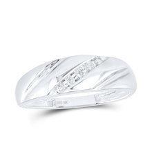 Load image into Gallery viewer, 10K White Gold Round Diamond Men's Wedding Band Ring 1/10 Cttw - Splendid Jewellery
