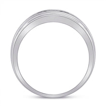 Load image into Gallery viewer, 10K White Gold Round Diamond Men's Wedding Band Ring 1/2 Cttw - Splendid Jewellery