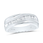 10K White Gold Round Diamond Men's Wedding Band Ring 1/2 Cttw - Splendid Jewellery