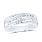 10K White Gold Round Diamond Men's Wedding Band Ring 1/2 Cttw - Splendid Jewellery
