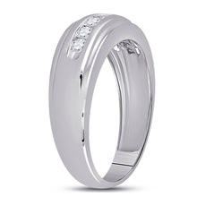 Load image into Gallery viewer, 10K White Gold Round Diamond Men's Wedding Band Ring 1/2 Cttw - Splendid Jewellery