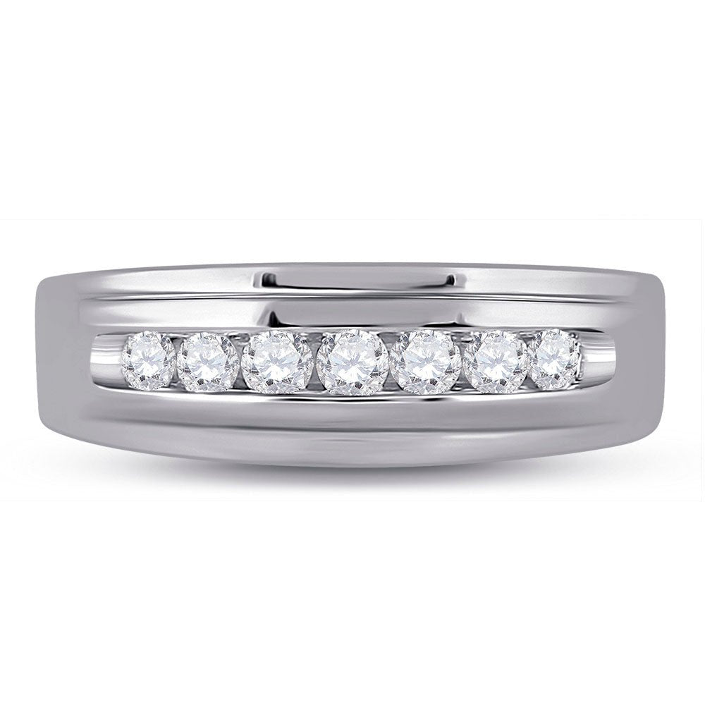 10K White Gold Round Diamond Men's Wedding Band Ring 1/2 Cttw - Splendid Jewellery