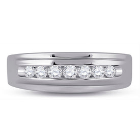 10K White Gold Round Diamond Men's Wedding Band Ring 1/2 Cttw - Splendid Jewellery