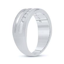 Load image into Gallery viewer, 10K White Gold Round Diamond Men's Wedding Band Ring 1/2 Cttw - Splendid Jewellery