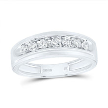 Load image into Gallery viewer, 10K White Gold Round Diamond Men's Wedding Band Ring 1/2 Cttw - Splendid Jewellery