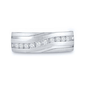 10K White Gold Round Diamond Men's Wedding Band Ring 1/2 Cttw - Splendid Jewellery