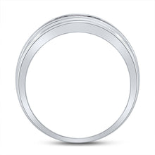 Load image into Gallery viewer, 10K White Gold Round Diamond Men's Wedding Band Ring 1/4 Cttw - Splendid Jewellery