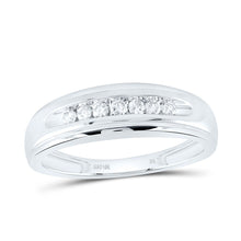 Load image into Gallery viewer, 10K White Gold Round Diamond Men's Wedding Band Ring 1/4 Cttw - Splendid Jewellery